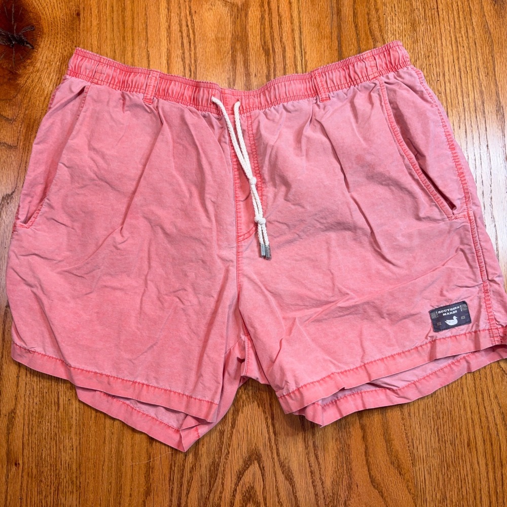 Southern Marsh Swim Trunks Mens 2X Coral Pink Faded Preppy Mesh Lined Shorts